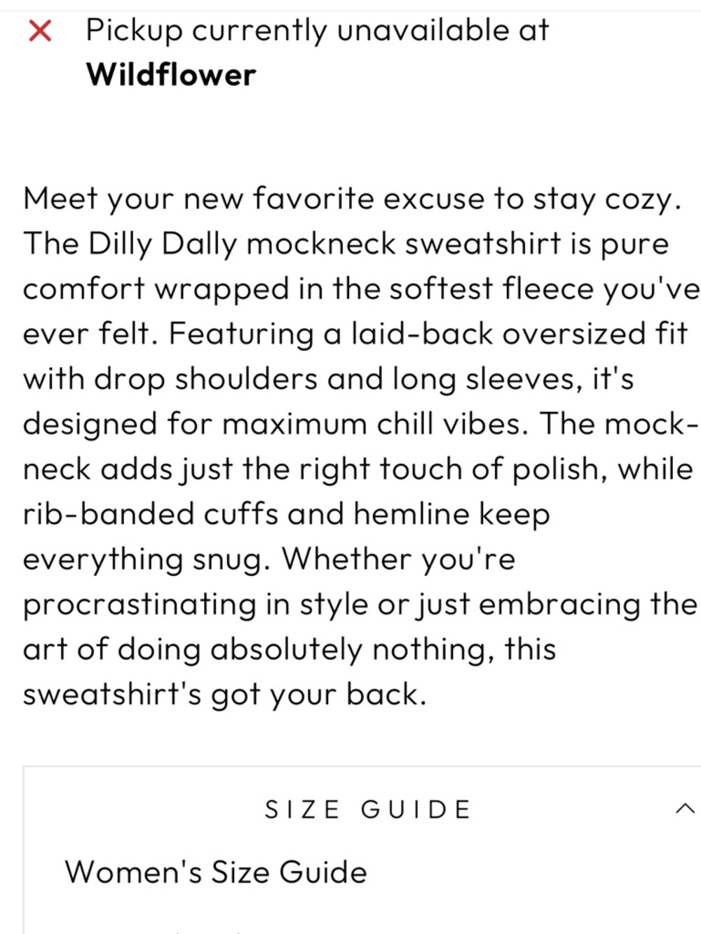 Bucketlist Dilly Dally Lavender Oversized Women's Sweatshirt - Picture 3 of 3